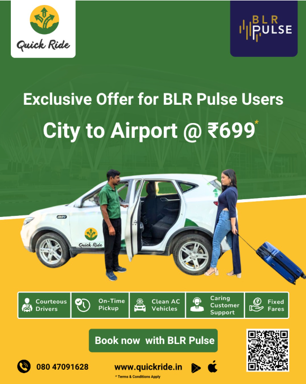 Quick Ride - Carpool . Taxi (@quickridein) on Twitter photo We’re excited to announce our partnership with BLR Pulse! 🚖 Enjoy taxi rides starting at just ₹699 for a limited time. Don’t miss out—book now and ride smart! <a href="/BLRAirport/">BLR Airport</a> We’re excited to announce our partnership with BLR Pulse! 🚖 Enjoy taxi rides starting at just ₹699 for a limited time. Don’t miss out—book now and ride smart! <a href="/BLRAirport/">BLR Airport</a>