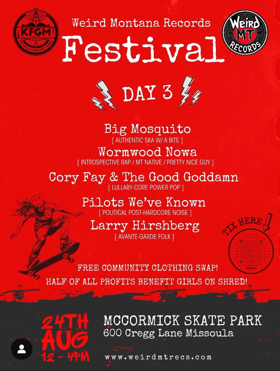 Exceedingly stoked to be a part of this. If youre in the western MT, Idaho/Wyoming area come to this festival! Weird MT preserves music that would otherwise disappear completely, and im happy to help em raise some funds