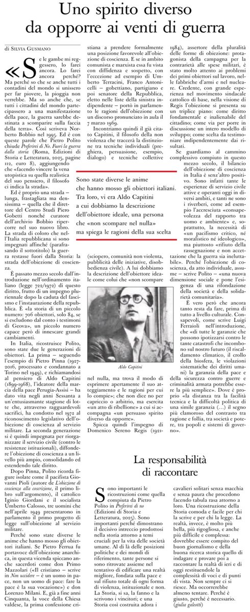 Franco Maria Fontana (@francofontana43) on Twitter photo “Preferirei di no. Fuori la guerra dalla storia” di Pietro Polito
Un libro che ci ricorda la lezione di Aldo Capitini, maestro di non-violenza e ideatore della Marcia Perugia- Assisi
Silvia Gusmano, <a href="/oss_romano/">L'Osservatore Romano</a> “Preferirei di no. Fuori la guerra dalla storia” di Pietro Polito
Un libro che ci ricorda la lezione di Aldo Capitini, maestro di non-violenza e ideatore della Marcia Perugia- Assisi
Silvia Gusmano, <a href="/oss_romano/">L'Osservatore Romano</a>