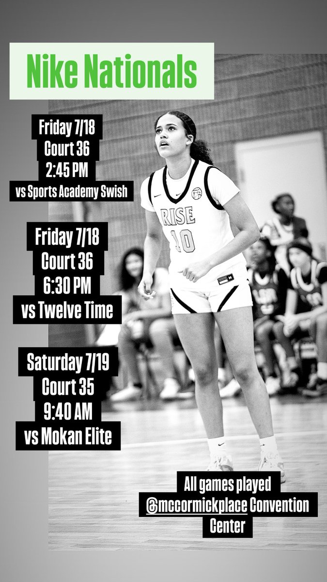 Grace McCleary (@gracemccleary_3) on Twitter photo Time to go to work! Come check us out <a href="/niketoc/">Nike Tournament of Champions</a> in Chicago ๐๐ค๐
<a href="/NikeGirlsEYBL/">Nike Girls EYBL</a> <a href="/BTNScouting/">BTN Scouting</a> <a href="/PassThaBall/">PassThaBall.com</a> <a href="/philly_rise/">Philly Rise</a> <a href="/JrAllStarBB/">Jr. All-Star Girls Basketball</a> Time to go to work! Come check us out <a href="/niketoc/">Nike Tournament of Champions</a> in Chicago ๐๐ค๐
<a href="/NikeGirlsEYBL/">Nike Girls EYBL</a> <a href="/BTNScouting/">BTN Scouting</a> <a href="/PassThaBall/">PassThaBall.com</a> <a href="/philly_rise/">Philly Rise</a> <a href="/JrAllStarBB/">Jr. All-Star Girls Basketball</a>