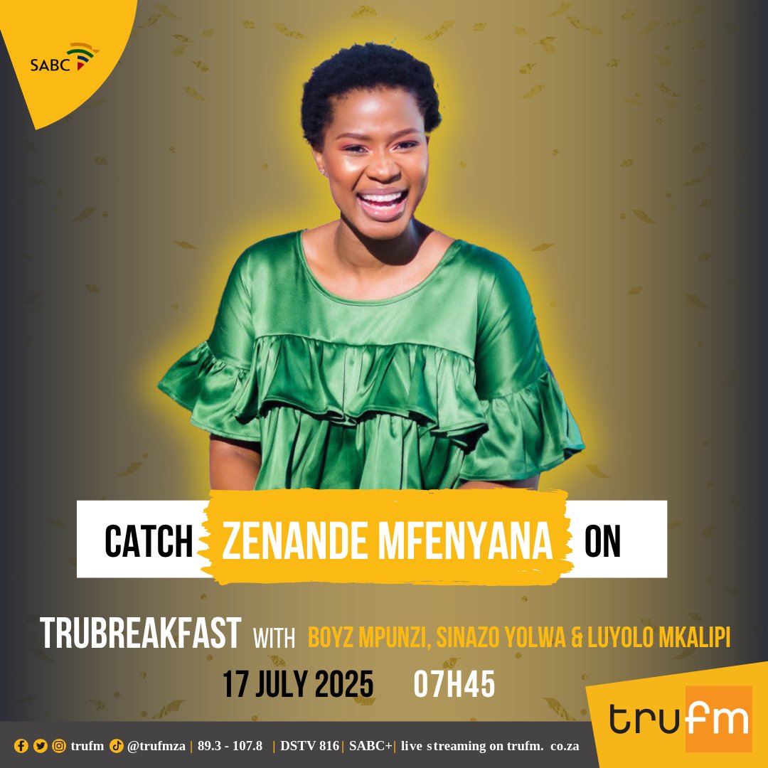 trufm's tweet photo. Catch @Zenande_Mcfen on #truBreakfast with @BoyzMpunzi, @SinazoYolwa &amp; @mkalipi_luyolo. Ungaphoswa at 7h45! https://t.co/Rh7qG4nm7c
