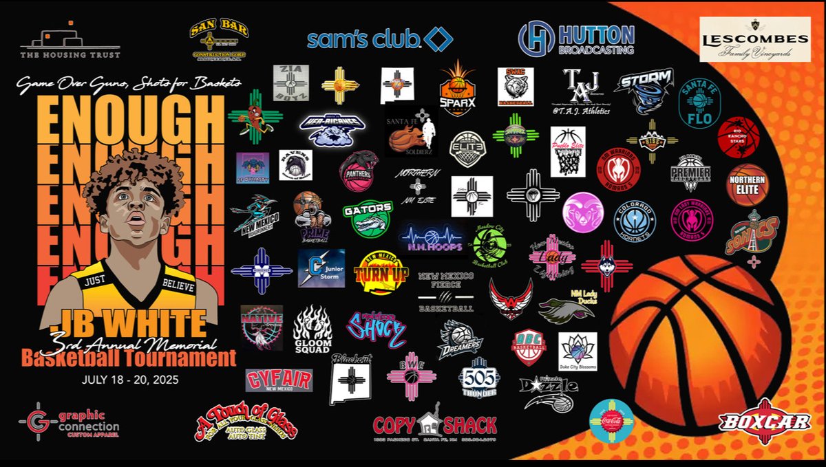 JB White Foundation Tournament Team Divisions!

Get ready for an exciting tournament! Here are the teams competing in each division:

Division: 3-4th Grade Female

Team: Duke City Blossoms
Team: NM Lady Huskies
Team: SWAC Lady Tigers

Division: 3-4th Grade Male

Team: Flight