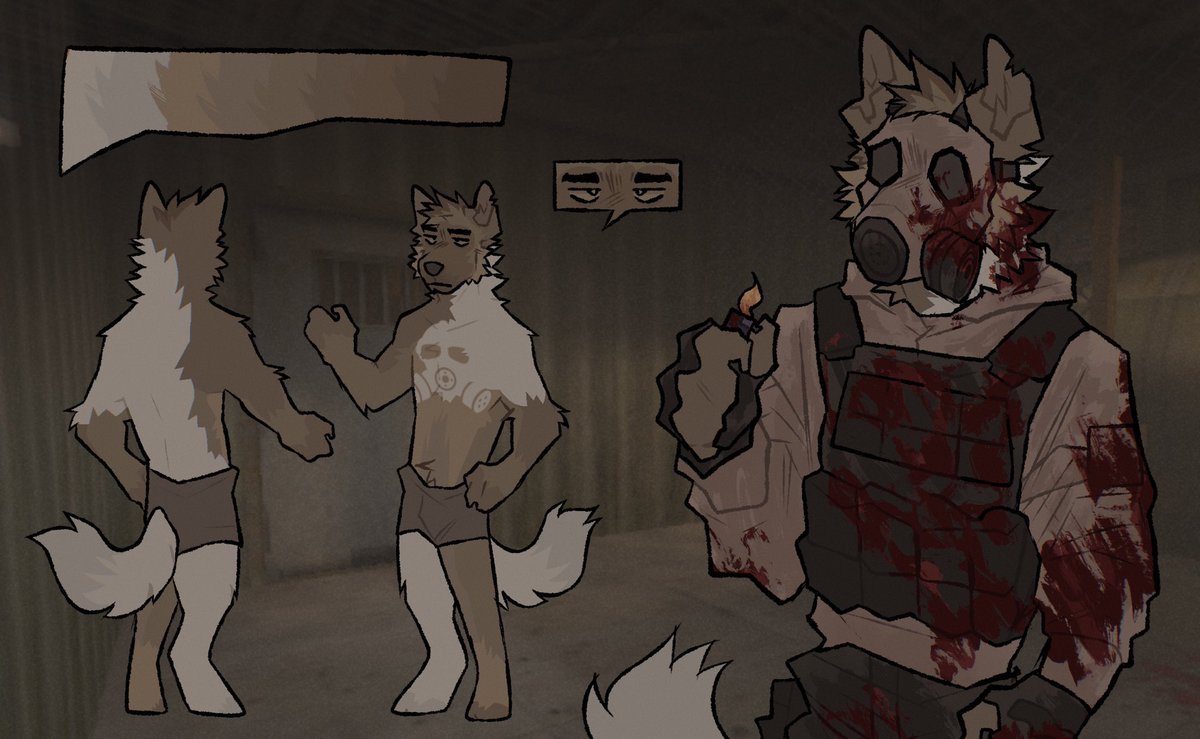00YHAR's tweet image. i finally had the motivation to draw a furry for the first time (using my ref sheet)