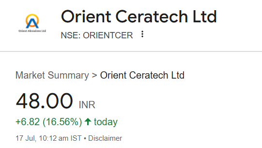 Thekalal's tweet photo. 48 from 41 #ORIENTCER  

#StockMarketUpdate https://t.co/SaSgTkI3W3
