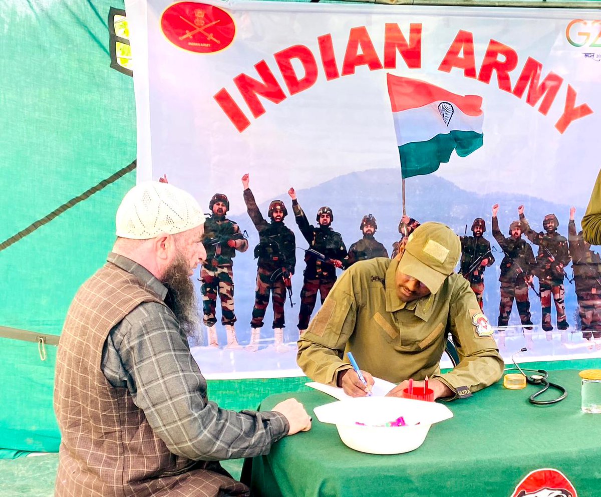 ShabanoBano's tweet photo. Indian Army conducted a medical camp at the remote village of Buzla, district Ramban, offering medical aid to 184 locals. The initiative reflected the Army’s commitment to civilian welfare and was met with heartfelt gratitude from residents. 
 #JammuAndKashmir #SadhnaSevaSuraksha
#BharatNirman
#DisttRamban
#StrongerTogether
#JoshAurJunoon