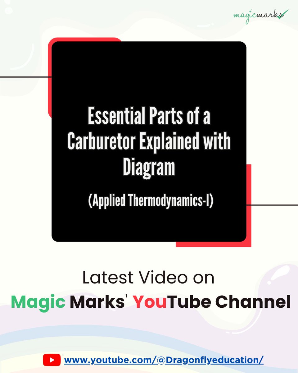 magicmrks's tweet image. 🎥 New Video Alert!

Confused about the essential parts of a carburetor?

👉 Watch now: youtu.be/GZprcDMMt1c
📘 Learn smarter with Magic Marks – anytime, anywhere!

#appliedthermodynamics #carburetorparts #magicmarks #engineeringmadeeasy #mechanicalengineering