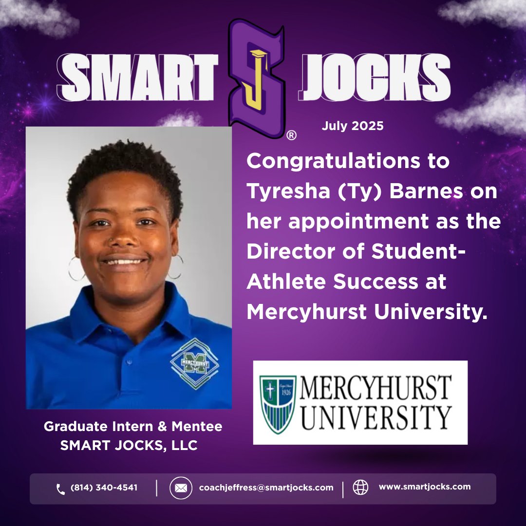Please join us in congratulating Tyresha (Ty) Barnes on her appointment as the Director of Student-Athlete Success at Mercyhurst University. #SMARTJOCKS