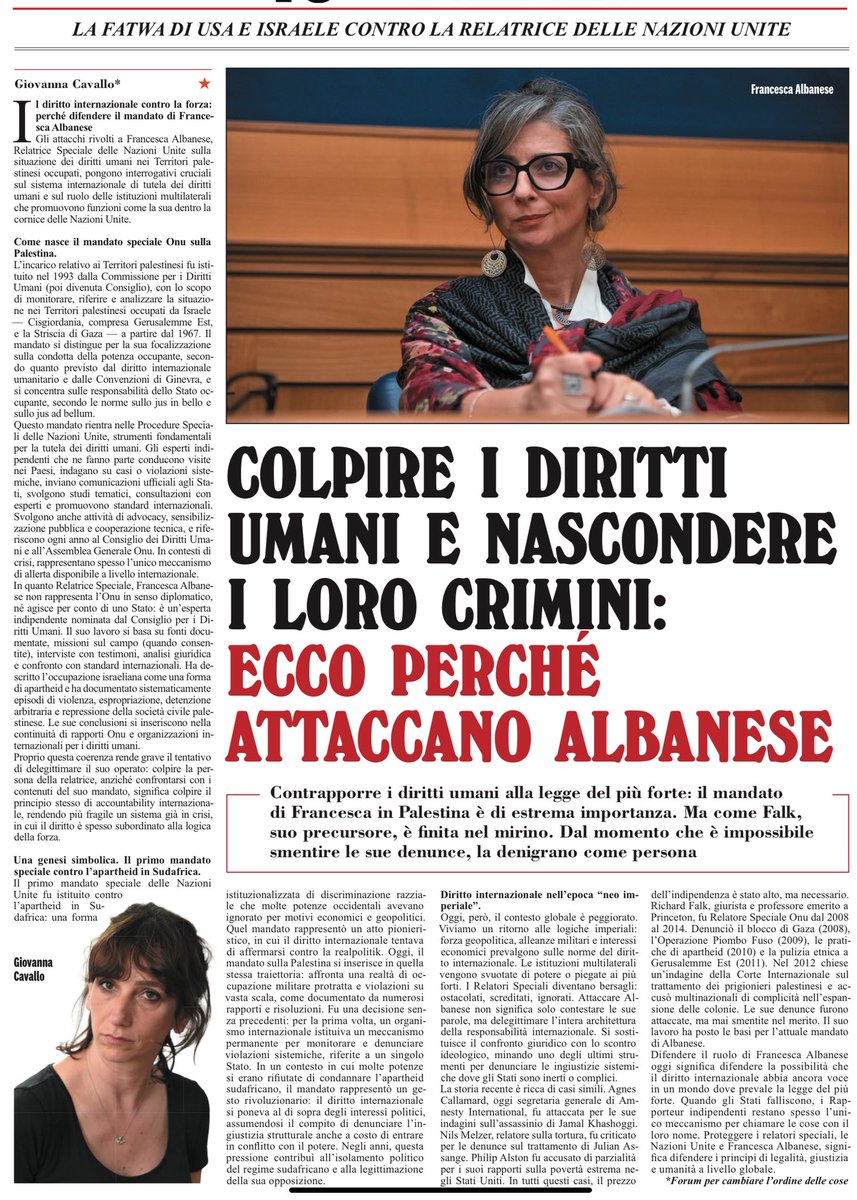 Franco Maria Fontana (@francofontana43) on Twitter photo Il perché della gogna contro Francesca Albanese, “colpevole” di difendere il Diritto contro il potere imperiale
<a href="/giova_77/">giovanna cavallo</a>, l’Unità Il perché della gogna contro Francesca Albanese, “colpevole” di difendere il Diritto contro il potere imperiale
<a href="/giova_77/">giovanna cavallo</a>, l’Unità