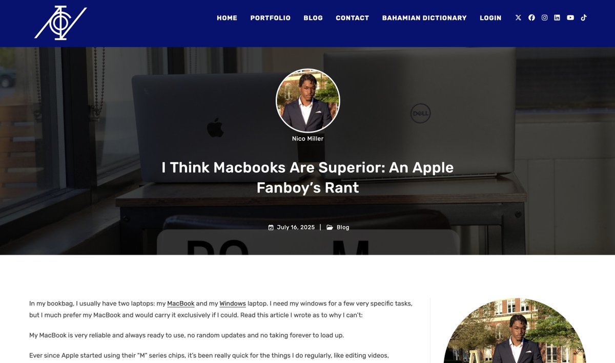 DonnicoMiller's tweet image. Check out my article on why I prefer Mac over PC: nicomiller.com/i-think-macboo…

#MacVsPC #WhyMac #MacBook #TechTalk #AppleEcosystem #MacOverPC #TechTwitter #ProductivityTools #MacBookPro #DigitalWorkspace