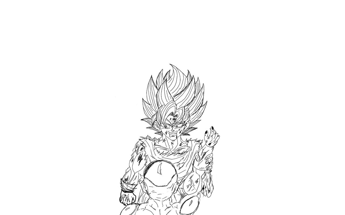 Khronos_San's tweet photo. A long time ago i did an #sketch  about battle #Goku vs #Frieza from #DragonBallZ ,  but now, that i remake it on digital, i decide to complete.
I will post with. Colors and background of  Planet Namek, soon.
#drawing #fanart #Supersaiyan #DragonBall #saiyan #FriezaSaga #Vegeta https://t.co/XFyRzxxaV8