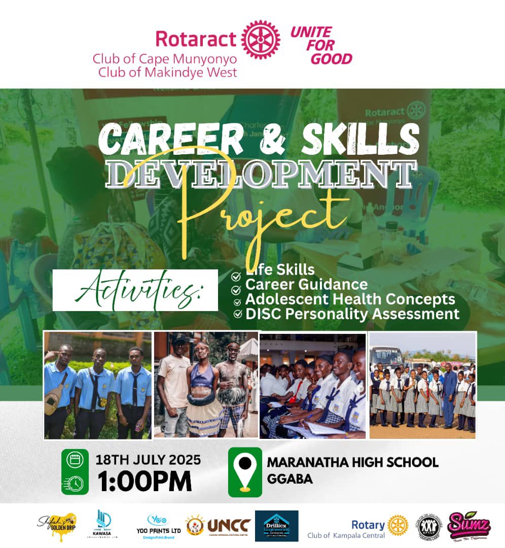 The Anchors 🤝 The Honchos  

Join us on July 18th, at 2PM Maranatha High School Ggaba for a Career &amp; Skills Development Project! 

🎯 Life skills, career guidance, health concepts &amp; DISC assessment! 📚💡 
Let's shape their future together🤝 

#YouthEmpowerment
#UniteForGood