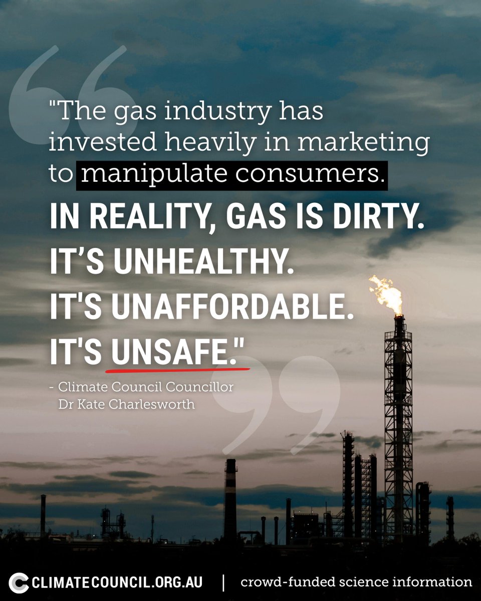 climatecouncil's tweet image. Decades of aggressive marketing to Australians has led to several misconceptions about gas. In reality, it's all a lot of hot air.
Find out the truth about polluting gas here climatecouncil.org.au/5-reasons-why-…
