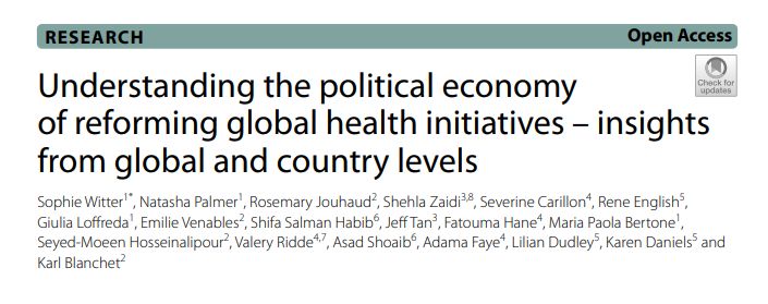ReBUILDRPC's tweet image. There's an urgent conversation taking place on the role of the global health initiatives. In this paper, @sophie_witter et al examine the political economy of reforms, drawing from work which contributed to the #LusakaAgenda
buff.ly/t0ZVnhc
@IGHD_QMU