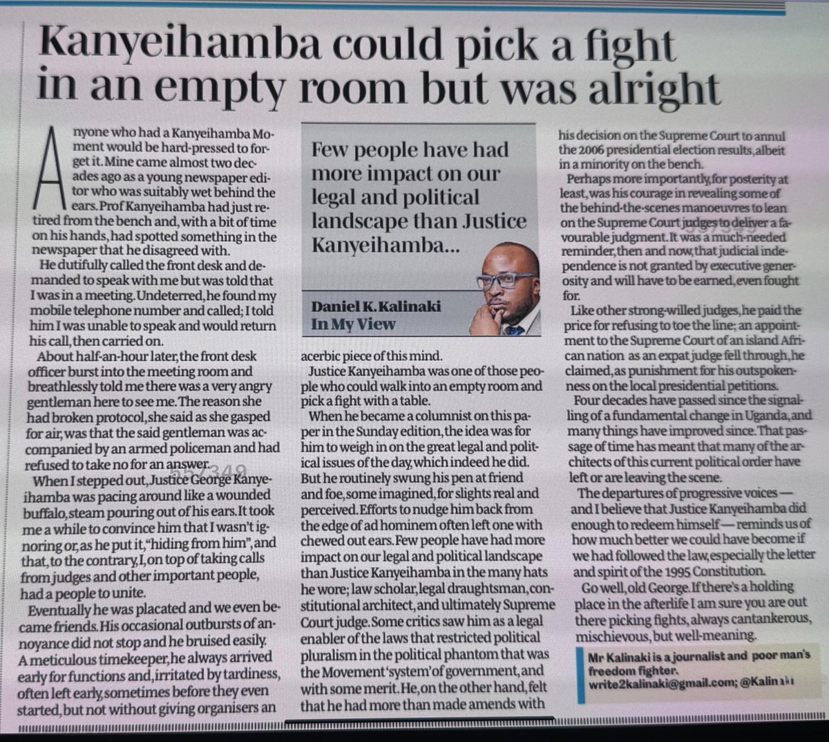 PhillipKarugaba's tweet image. “…judicial independence is not granted by executive generosity and will have to be earned, even fought for.” Thank you @Kalinaki. #RIP Justice GW Kanyeihamba.