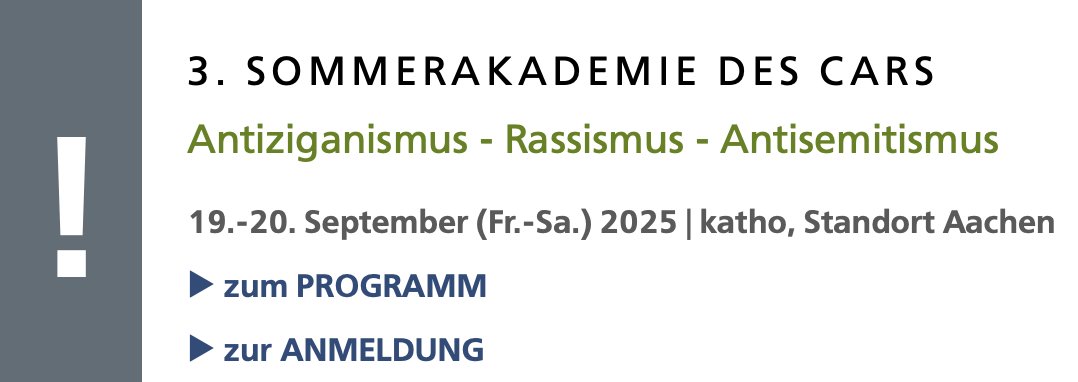 CARSkatho's tweet image. Das Programm für unsere 3. Sommerakademie am 19. und 20. September in Aachen ist online, mit Vorträgen u.a. von Tobias Neuburger, Anna-Sophie Schönfelder, Matheus Hagedorny, Ismail Küpeli & Stephan Grigat. Die Anmeldung erfolgt über unsere Website: katho-nrw.de/cars