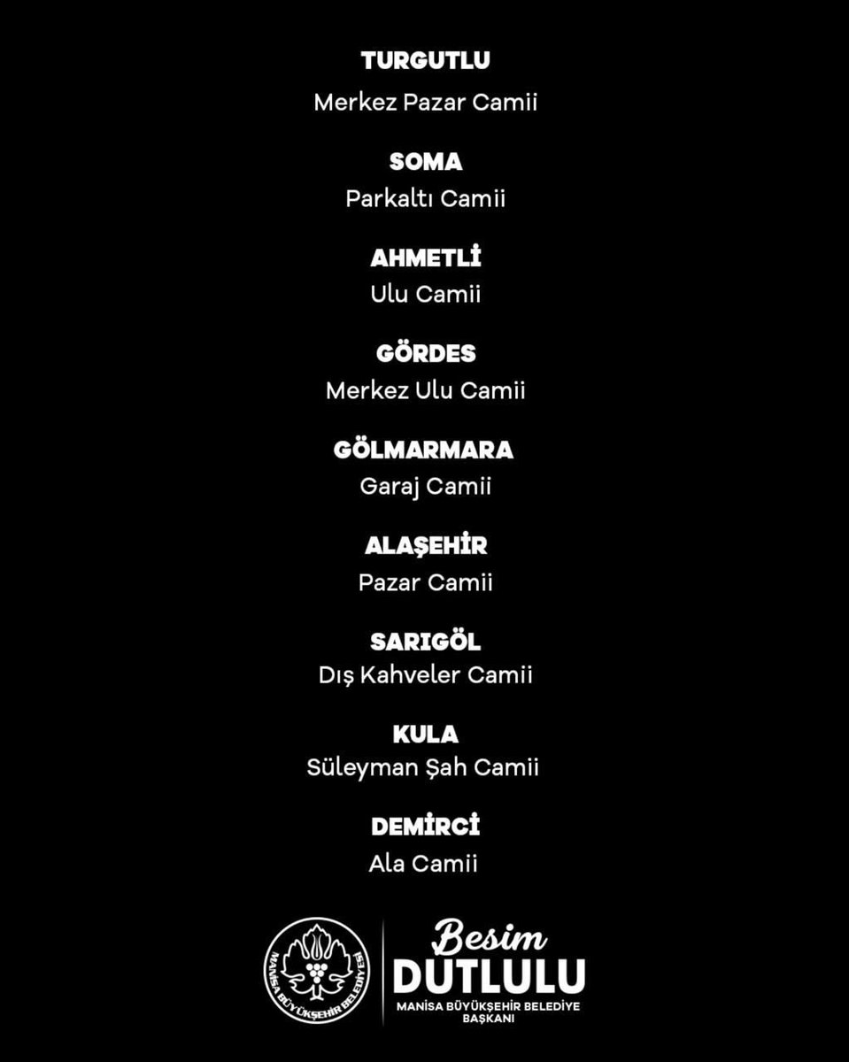 Manisa’mızın yiğit evladı, merhum Manisa Büyükşehir Belediye Başkanımız Ferdi Zeyrek’in aramızdan ayrılışının 40. günü vesilesiyle, Cuma günü Manisa’mızın 17 ilçesinde mevlit okutacak; lokma ve aşure hayrı düzenleyeceğiz. 

Tüm halkımızı dualarımıza ortak olmaya davet ediyoruz.