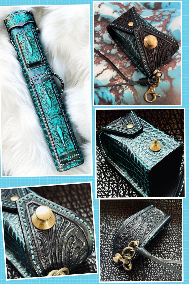ishibashisaijou's tweet photo. キューケースに合わせチョークケースをH leather.H様に依頼し完成したとのご報告を頂きました😚ターコイズカラーが映えて良い感じに仕上がっておりますね🥰…到着が待ち遠しいです🚛📦💨
#チョークケース　
#Volturi
#ビリヤード
#Hleather https://t.co/Eize1dPyL8