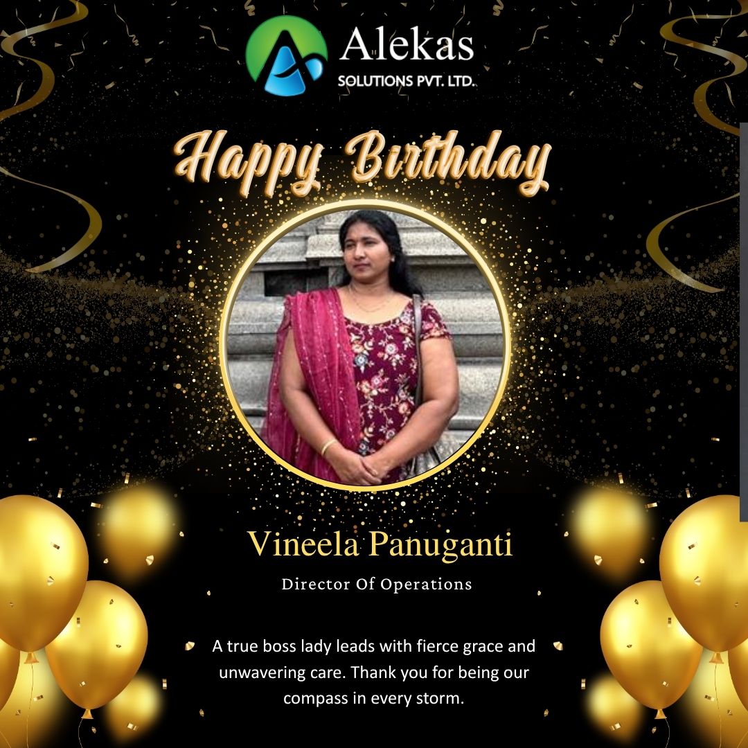 AlekasLtd's tweet image. Wishing a very Happy Birthday to Ms. Vineela Panuganti!
Warm wishes from the entire Alekas Family!
#HappyBirthday #Leadership #AlekasSolutions #TeamCelebration #InspiringLeadership