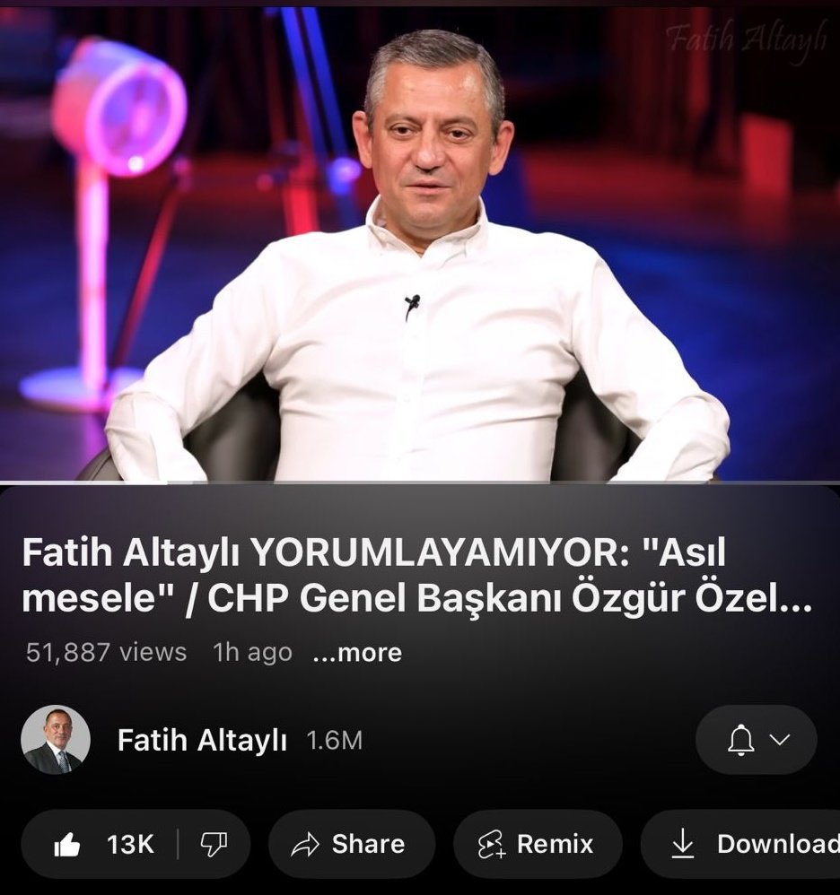 Fatih Altaylı YORUMLAYAMIYOR: "Asıl Mesele" 

Genel Başkanımız Sayın Özgür Özel yorumluyor.

İzlemek için👇
youtube.com/watch?v=KfLL0_…