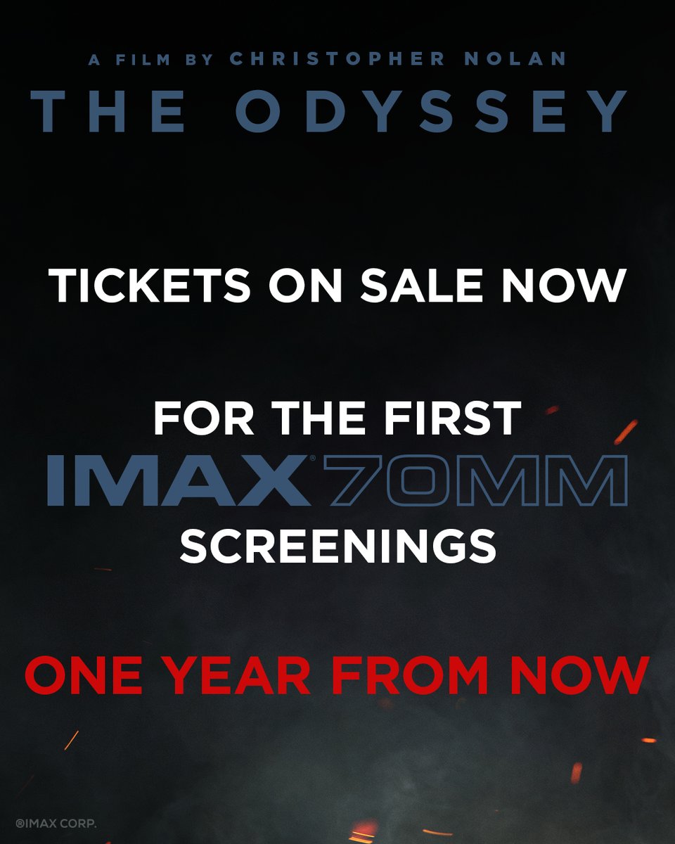sciencemuseum's tweet image. Tickets on sale for the first IMAX 70mm screenings of #TheOdysseyMovie. One year from now.
bit.ly/3Iviw2e