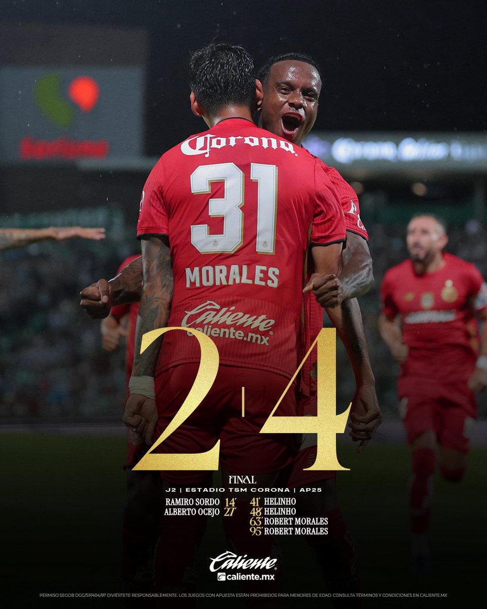 Toluca FC (@tolucafc) on Twitter photo ⏱ 99’ | 😇 2-4 👹
¡Nocheee de locura en Torreón, gran triunfo de visita de nuestros Diablos! 😆👊🏼
<a href="/calientesports/">Caliente Sports</a> ⏱ 99’ | 😇 2-4 👹
¡Nocheee de locura en Torreón, gran triunfo de visita de nuestros Diablos! 😆👊🏼
<a href="/calientesports/">Caliente Sports</a>