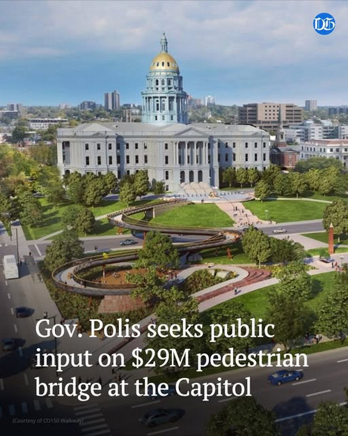 HeIsRightAgainX's tweet image. Credit photo: @DenverGazette
@GovofCO poll:
Question: Do you want snaky walkway to nowhere?
Answer:
A) Yes
B) Super Yes!
C) Yes, but with my spouse's (#MarlonReis) pet project, #WolvesInTheCity included!
D) Yes, with #ShitStormShoshanaLew's #GetRidOfRoads ideas…
