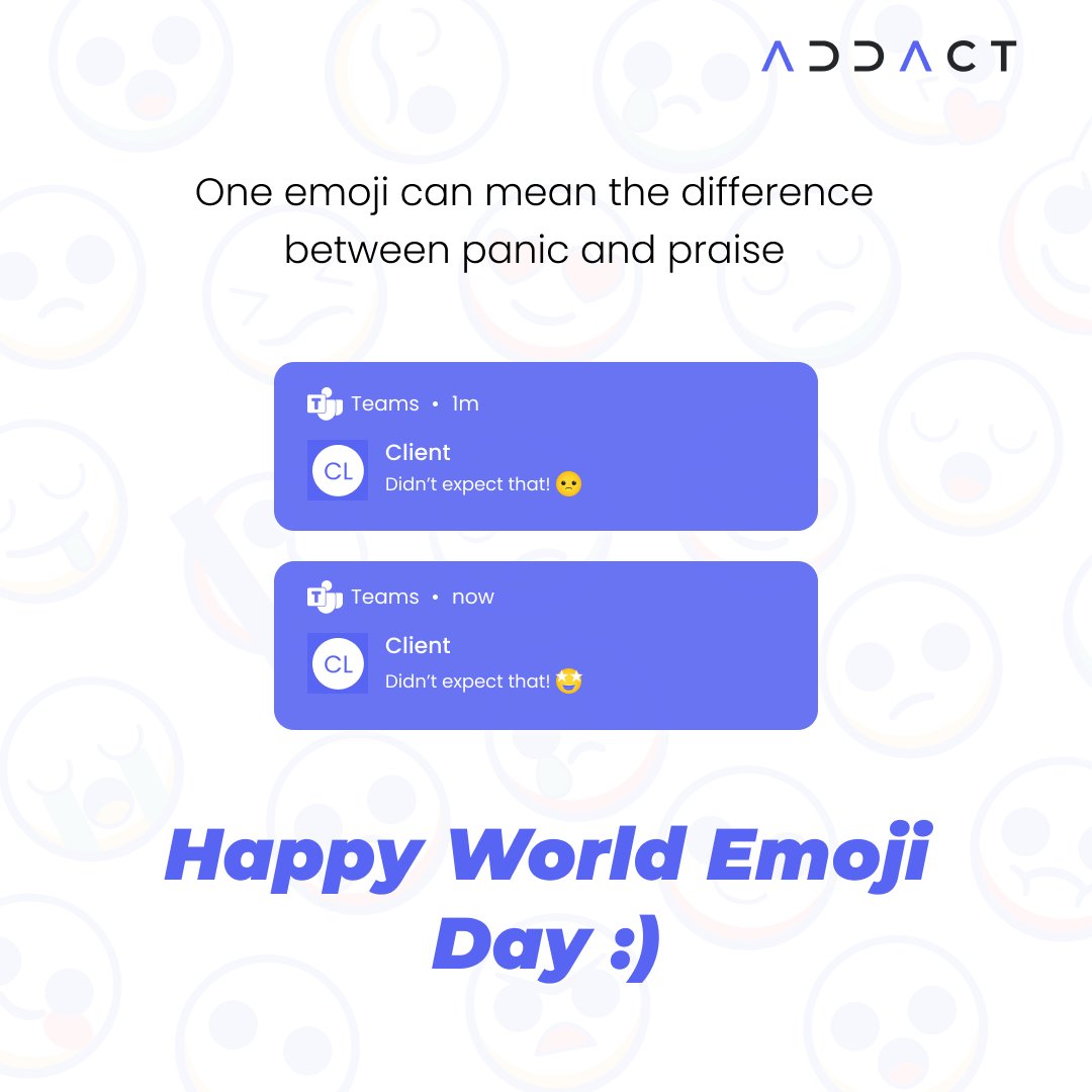 Happy World Emoji Day from Team Addact! 🌐Whether it’s fixing bugs 🐛, deploying features 🚀, or syncing with clients 💼—emojis make our chats brighter! Here's to building digital experiences that speak louder than words #WorldEmojiDay #Addact #EmojiVibes #SitecoreExperts