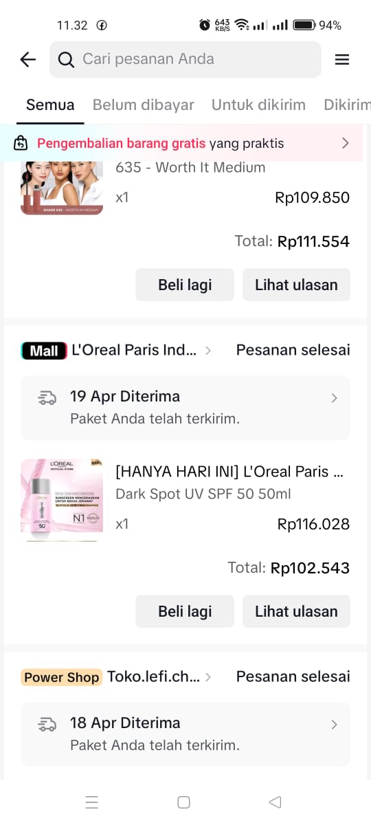 Preloved, WTS/Want To Sell [Sunscreen L'Oreal Paris Glycolic Bright Anti Dark Spot Daily UV Fluid Spf 50+ 50MI] 

💸70.000
Exp: 04-2028

dijual karena mmaa aku beli duaa