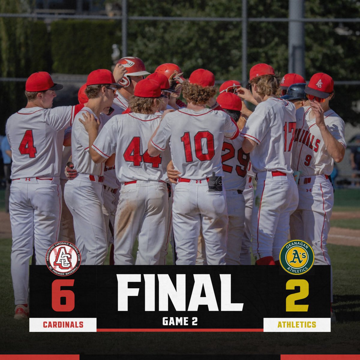 🚨FINAL🚨

Winners of 11 straight, and 17 of our last 18, the Cardinals completed the sweep in Okanagan, defeating the Athletics twice on Tuesday!

The wins improve the Cardinals to 34-13, tied for the program record for wins in the regular season!

#GoCards #THEYGOTUS