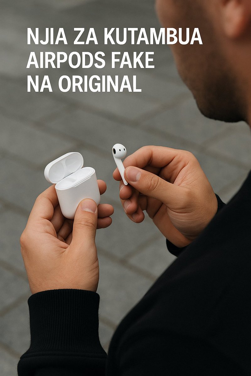 #UZI

💨NJIA SABA (7) ZA KUTAMBUA AIRPODS ORIGINAL NA FAKE.

Shuka🧵🧵👇

Usisahau repost 🔄

1. 📦 Kifurushi (Packaging)

AirPods original huja na box lenye maandishi yaliyopangwa kwa usahihi, laini ya sealing haijafunguliwa.
