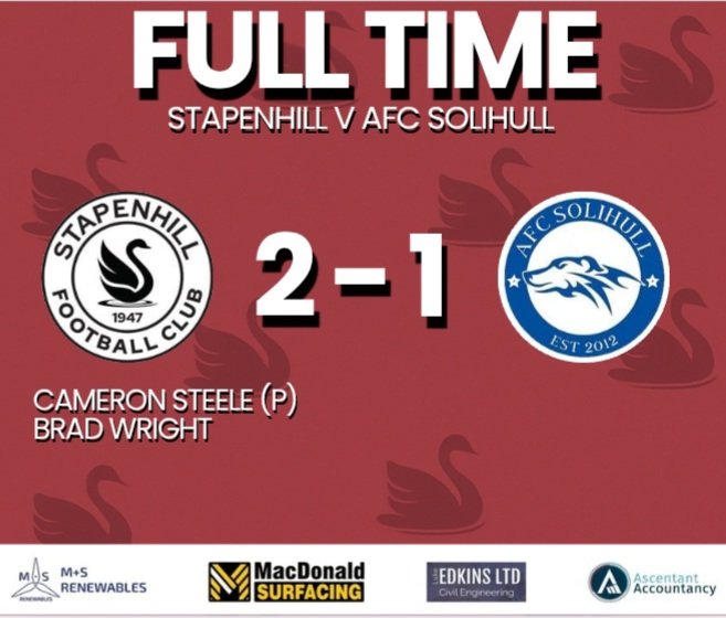 ๐๐ฉ๐๐ฅ๐๐ฃ๐๐๐ก๐ก ๐๐พ โฝ๏ธ (@stapenhillfc1) on Twitter photo LAST NIGHT'S RESULT | The Swans picked up a 2-1 win in last night's pre season friendly against AFC Solihull. The goals coming from Cam Steele and Brad Wright
Thanks for the friendly, and all the best for the upcoming season <a href="/Solihull_AFC/">AFC SOLIHULL</a>
<a href="/luke_edkins/">Luke Edkins</a> <a href="/mandsrenewables/">M+S Renewables</a> LAST NIGHT'S RESULT | The Swans picked up a 2-1 win in last night's pre season friendly against AFC Solihull. The goals coming from Cam Steele and Brad Wright
Thanks for the friendly, and all the best for the upcoming season <a href="/Solihull_AFC/">AFC SOLIHULL</a>
<a href="/luke_edkins/">Luke Edkins</a> <a href="/mandsrenewables/">M+S Renewables</a>