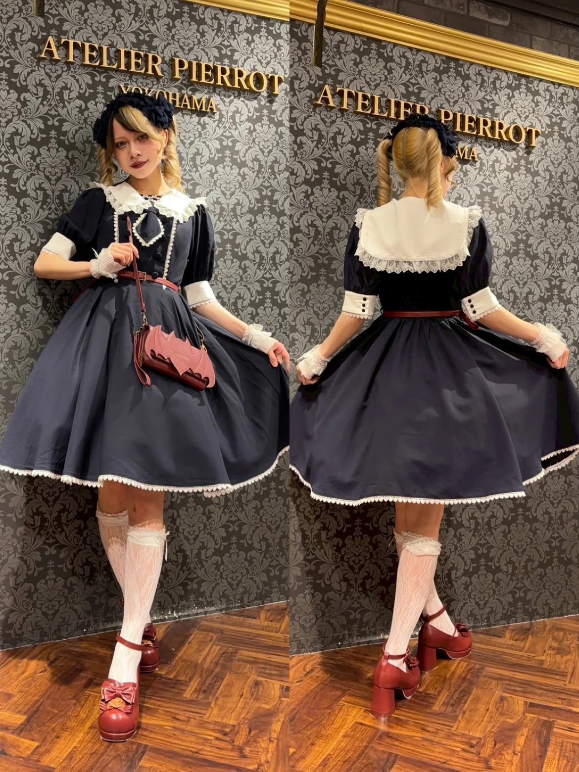 ゆう pierrot セット ATELIER-PIERROT／Louise Jabot Half Sleeve Blouse