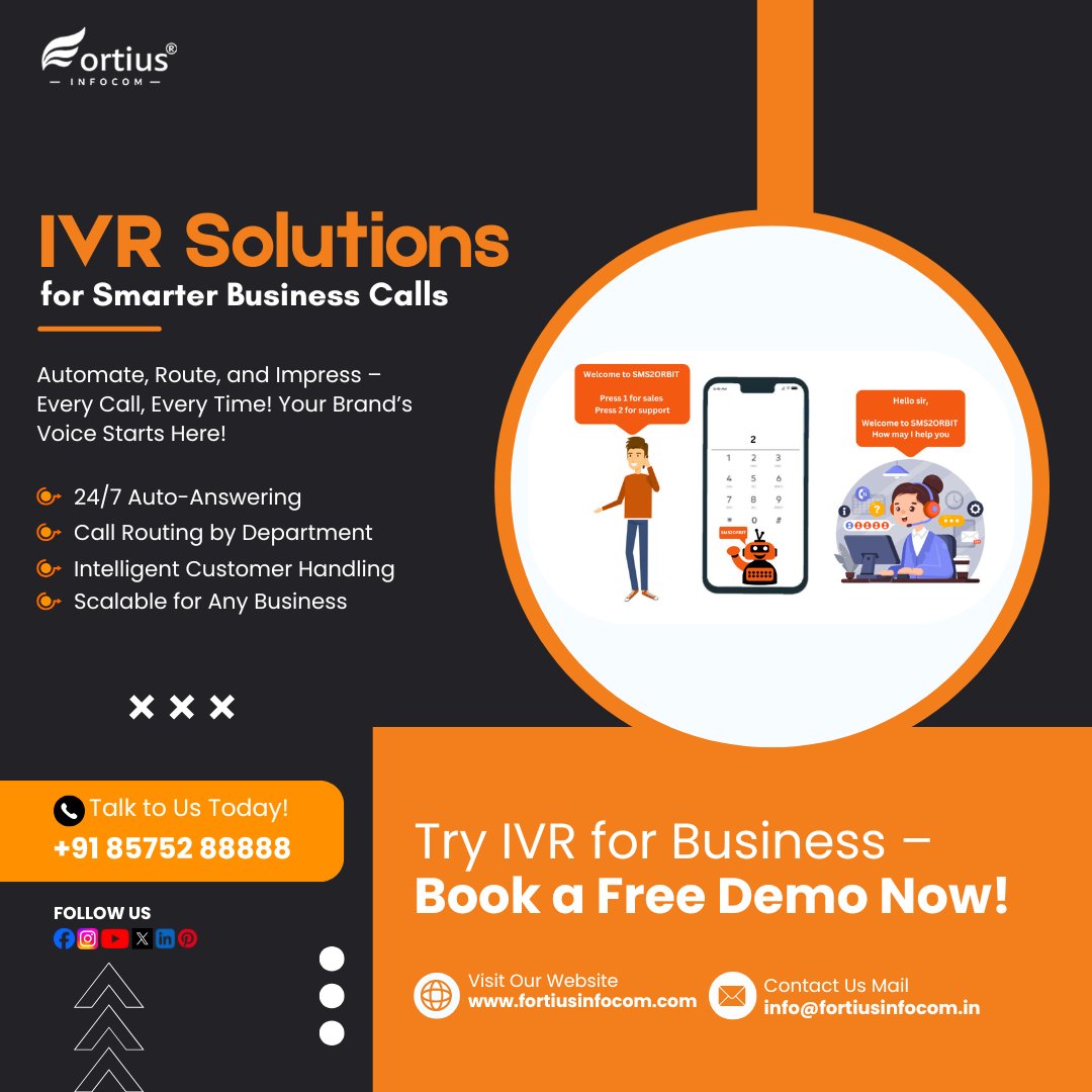 fortiusinfocom's tweet image. ✨ 𝗦𝗔𝗩𝗘 𝗧𝗜𝗠𝗘. 𝗦𝗖𝗔𝗟𝗘 𝗙𝗔𝗦𝗧.
Use 𝗜𝗩𝗥 to auto-route calls, qualify leads, capture missed calls &amp;amp; boost productivity — no extra agents needed.

📲 𝗙𝗥𝗘𝗘 𝗧𝗥𝗜𝗔𝗟 𝗟𝗜𝗩𝗘!
🔗 fortiusinfocom.com/ivr-number-ser…
☎ +91 8572 88888
#IVRTech #SmartCalling