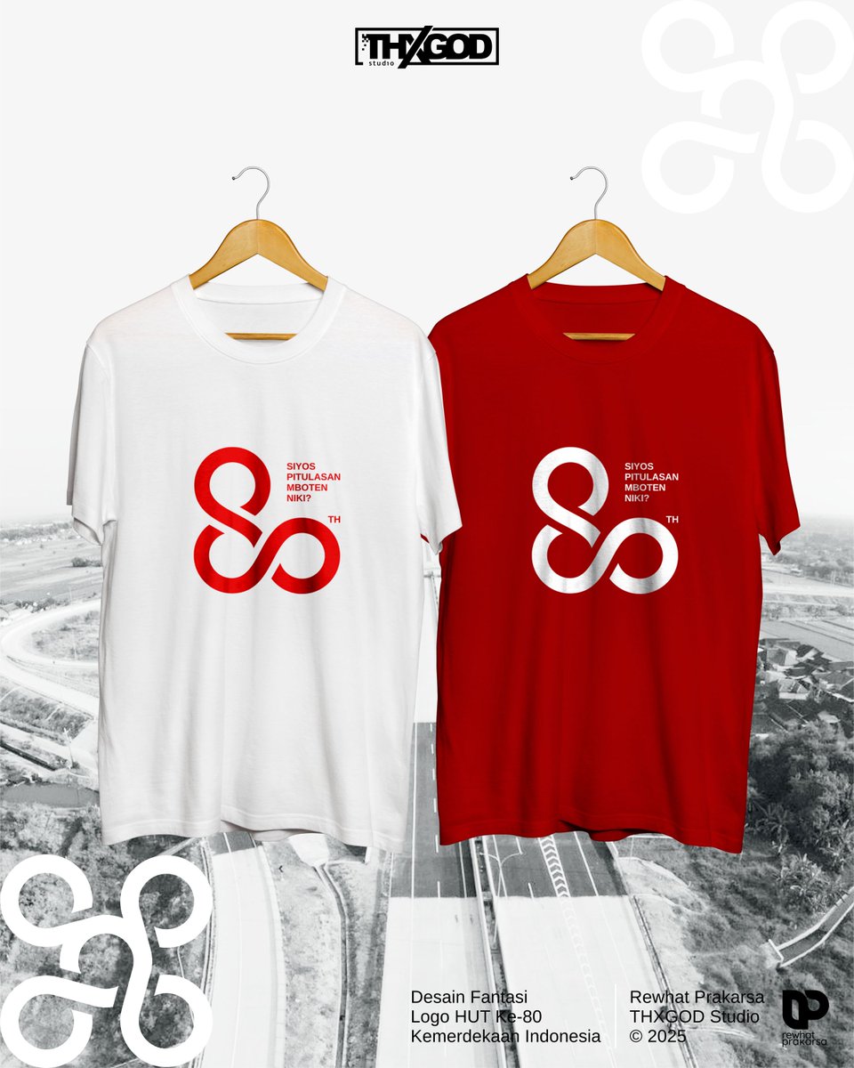 whtwlv's tweet photo. Nek mau pakek logo 80th Indonesia versi fantasi ini juga boleh banget lho. Sa kasih percuma, FREE TO USE, bebas pakai. Desain fantasi logo HUT ke-80 Kemerdekaan R.I. 
Rewhat Prakarsa (THXGOD Studio, 2025)
Vector in Coreldraw. https://t.co/OuQVmrpN8v