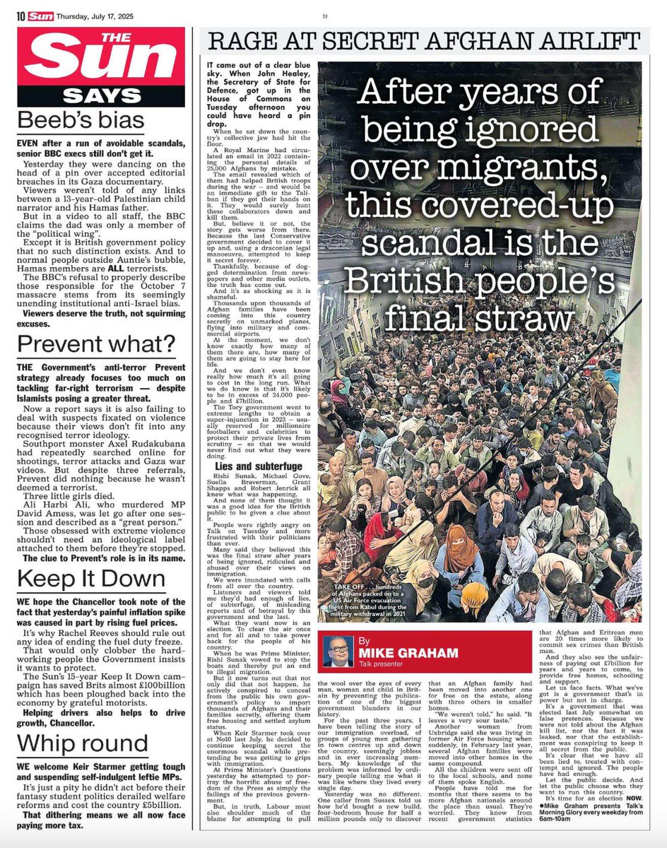 Me in <a href="/TheSun/">The Sun</a> today. This miserable Afghan scandal should cause an election…