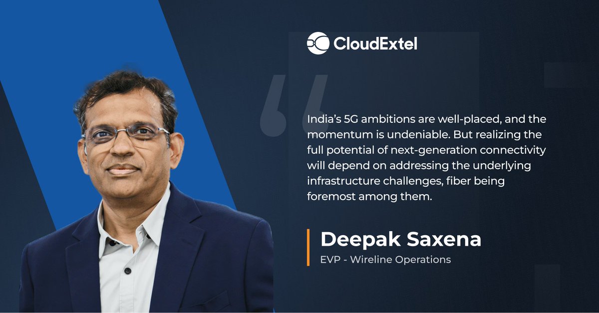 India’s 5G success hinges on #FiberFirst strategy. In his latest <a href="/comms_today/">Communications Today</a>  article, Deepak Saxena, EVP – Wireline Ops at <a href="/cloud_extel/">CloudExtel</a> explains that fiber is the foundation of 5G

Read more at _ communicationstoday.co.in/5gs-achilles-h…

#5G #DigitalIndia #NeutralHost #Telecom #NaaS