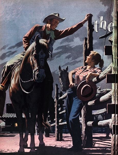 vintageillustra's tweet image. James Bingham - "The Sinful Cowboy," Esquire (1951)