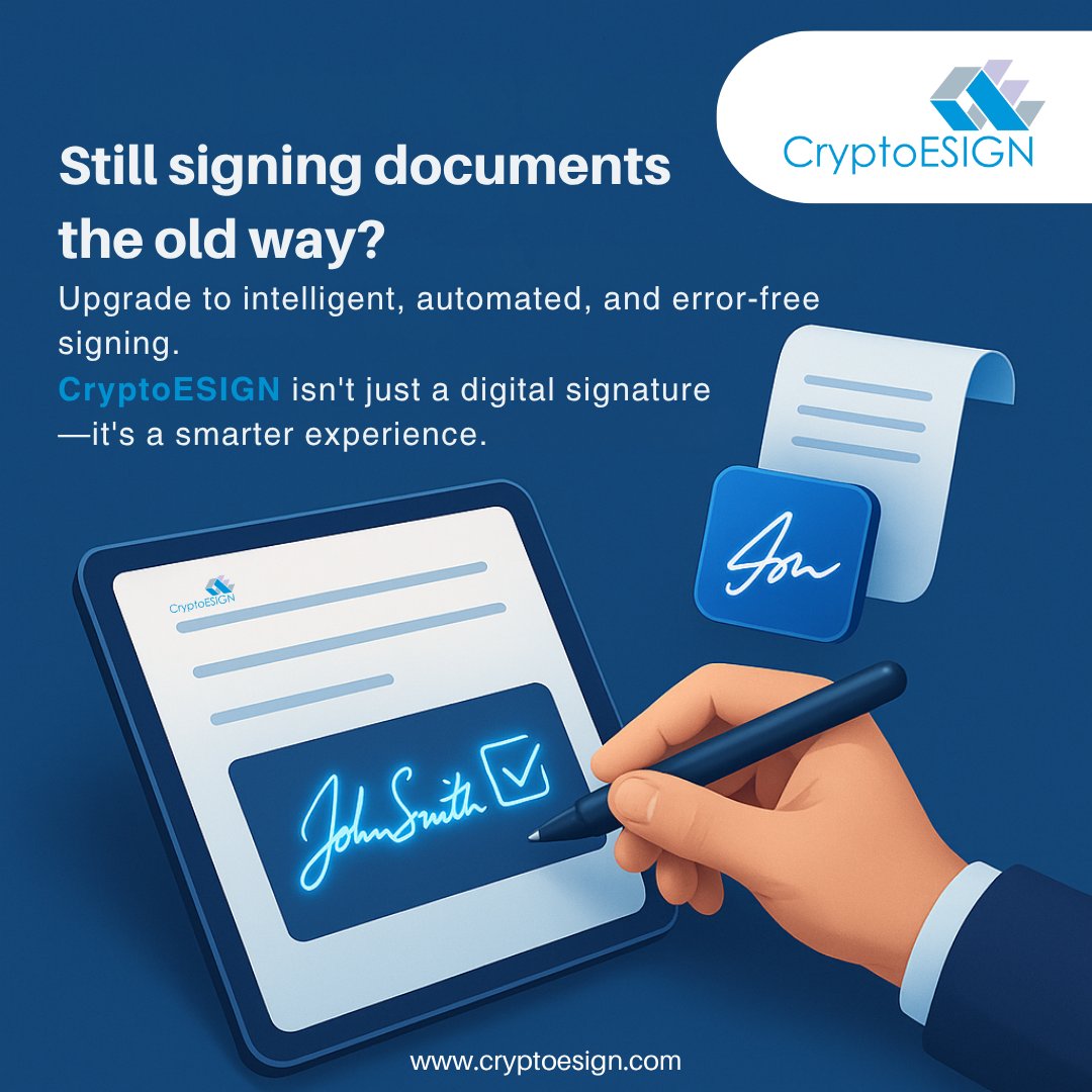 CryptoESIGN_'s tweet image. CryptoESIGN isn’t just a tool—it’s your digital signature reimagined for modern business.
Stop wasting time.
Start signing smarter.
Go digital with CryptoESIGN.
cryptoesign.com
#CryptoESIGN #DigitalSignature #PaperlessWorkflow #SmartSigning #DocAutomation #SignSmarter