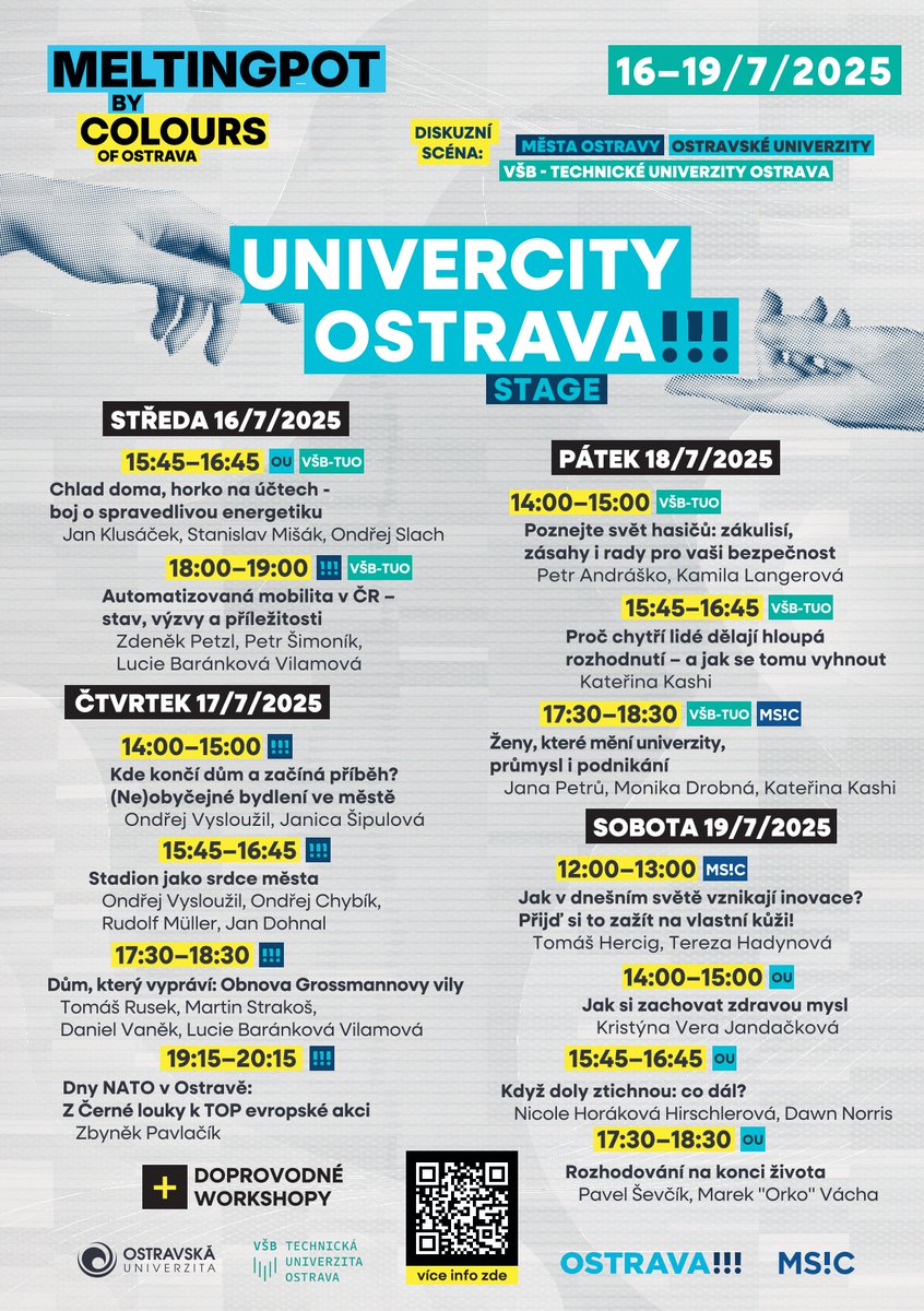 FN_Ostrava's tweet image. 🤔Chystáte se na @colours_cz❓Pokud ano, tak kromě kvalitní hudby určitě nevynechejte i program na Univercity Ostrava!!! stage, což je diskuzní scéna města Ostravy, @vsbtuo a @Ostravska_Uni. V sobotu tam o rozhodování na konci života bude mluvit také náš kolega Pavel Ševčík,…