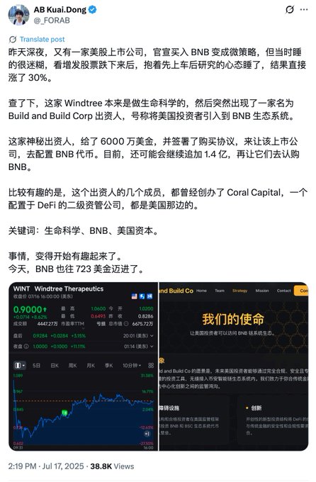 展示BNB价格趋势和Windtree投资详情的图表