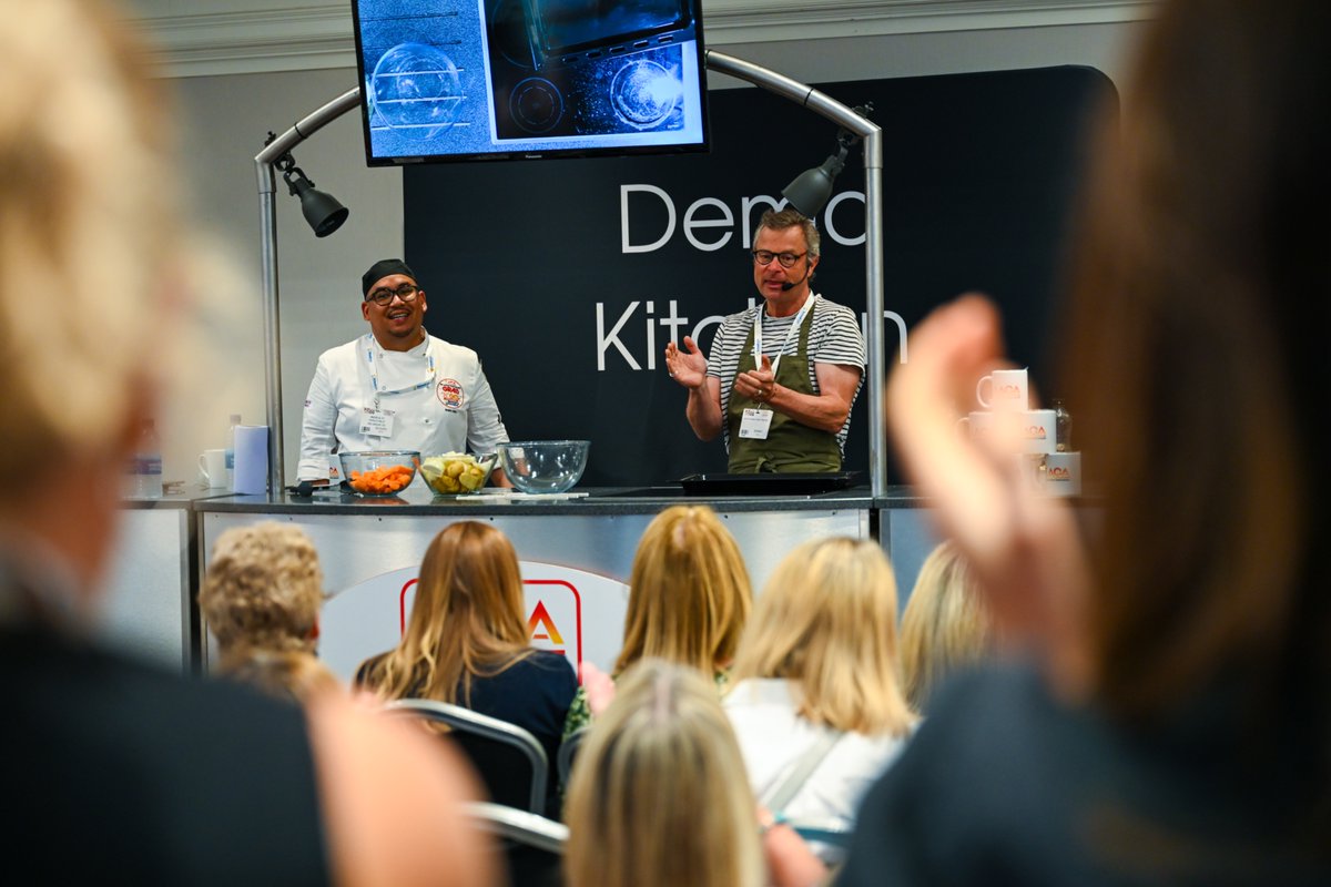 SchoolGrid's tweet photo. Incredibly proud of @LACA_UK Grab &amp; Go winner @AndreOCSchef for supporting Hugh Fearnley-Whittingstall in the LACA Demo Kitchen. What an amazing experience for any chef! SchoolGrid is proud to sponsor such a great competition and help make this happen 
 #LACAME  @HughFW https://t.co/DIxh9e4o9H