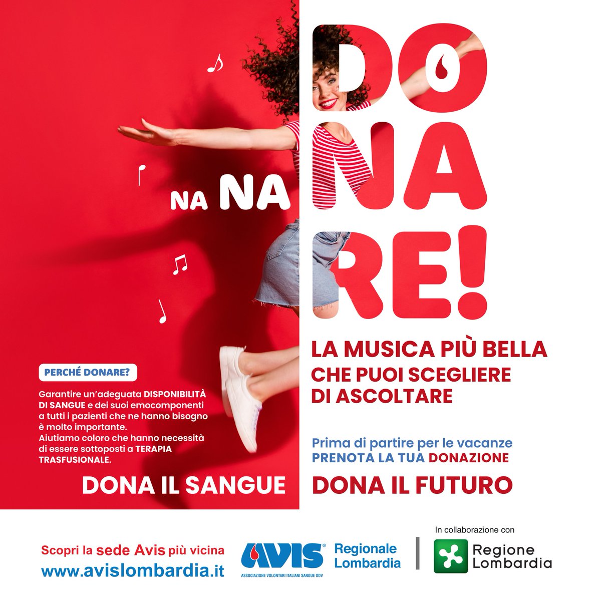 🎶 La musica più bella dell’estate? È quella della solidarietà!
❤ Donare il sangue salva vite. Prima di partire, prenota la tua donazione.
📍 Trova la sede più vicina su: reglomb.it/oPJG50Wr20p
#AvisLombardia #Donazione #RegioneLombardia