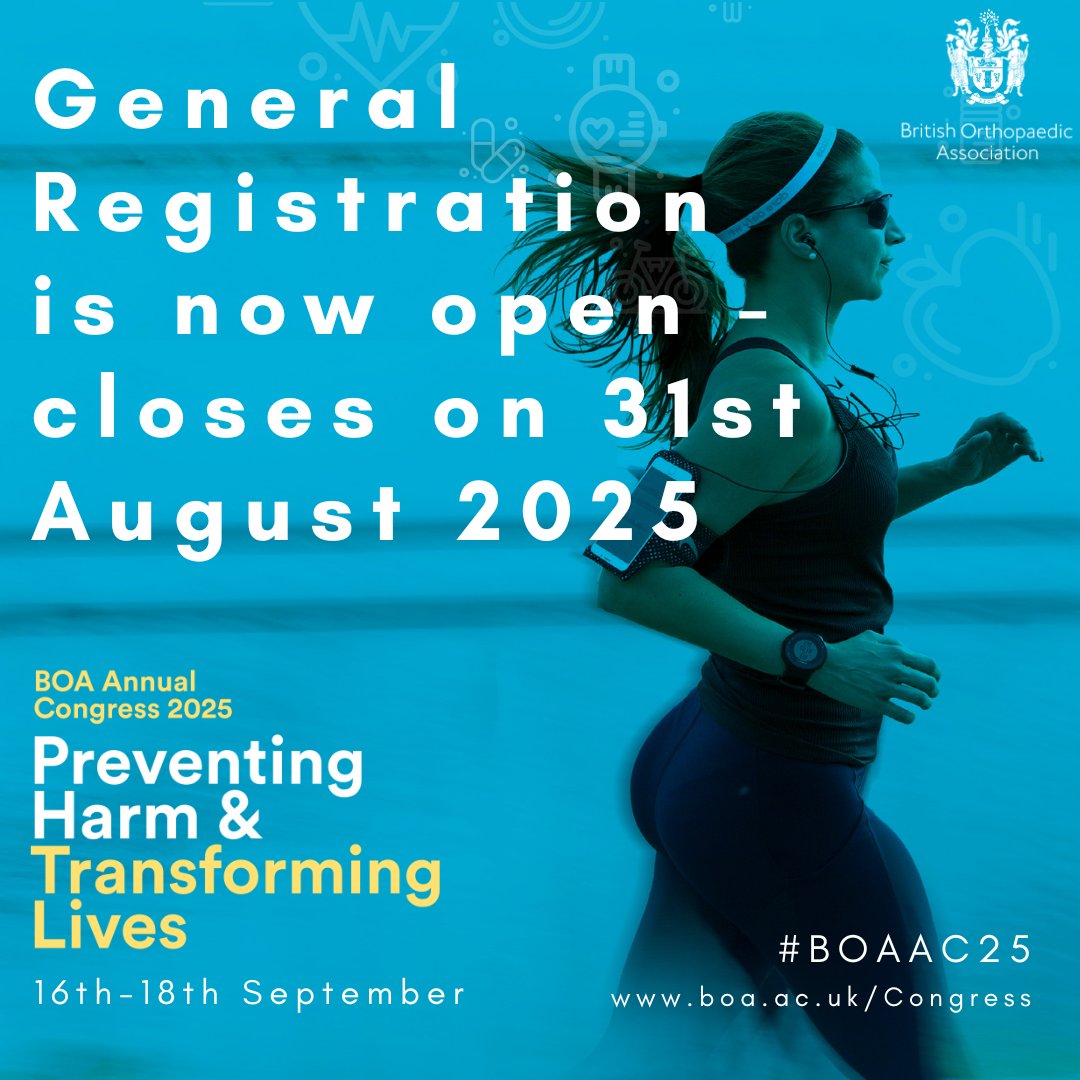 BritOrthopaedic's tweet image. Countdown begins! Two months to go until the 2025 BOA Annual Congress taking place in in Liverpool between 16th -18th September 2025 with the theme of &apos;Preventing Harm &amp;amp; Transforming Lives&apos;. We look forward to seeing you there! Book today at: boa.ac.uk/registration #BOAAC25