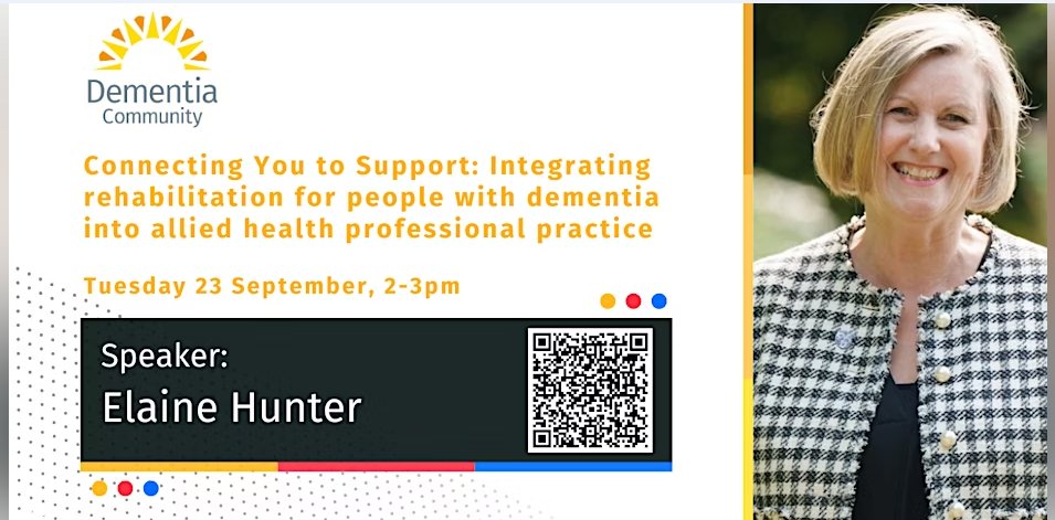 RCOT Scottish Policy (@rcot_policysco) on Twitter photo 🖥️Connecting You to Support: Integrating rehab for people with dementia.
Connecting People, Connecting Support (CPCS), AHP policy that seeks to ensure that people living with dementia and their families have better access to AHPs.
🎤 <a href="/elaineahpmh/">Prof Elaine Hunter</a>
🔗eventbrite.co.uk/e/connecting-y… 🖥️Connecting You to Support: Integrating rehab for people with dementia.
Connecting People, Connecting Support (CPCS), AHP policy that seeks to ensure that people living with dementia and their families have better access to AHPs.
🎤 <a href="/elaineahpmh/">Prof Elaine Hunter</a>
🔗eventbrite.co.uk/e/connecting-y…