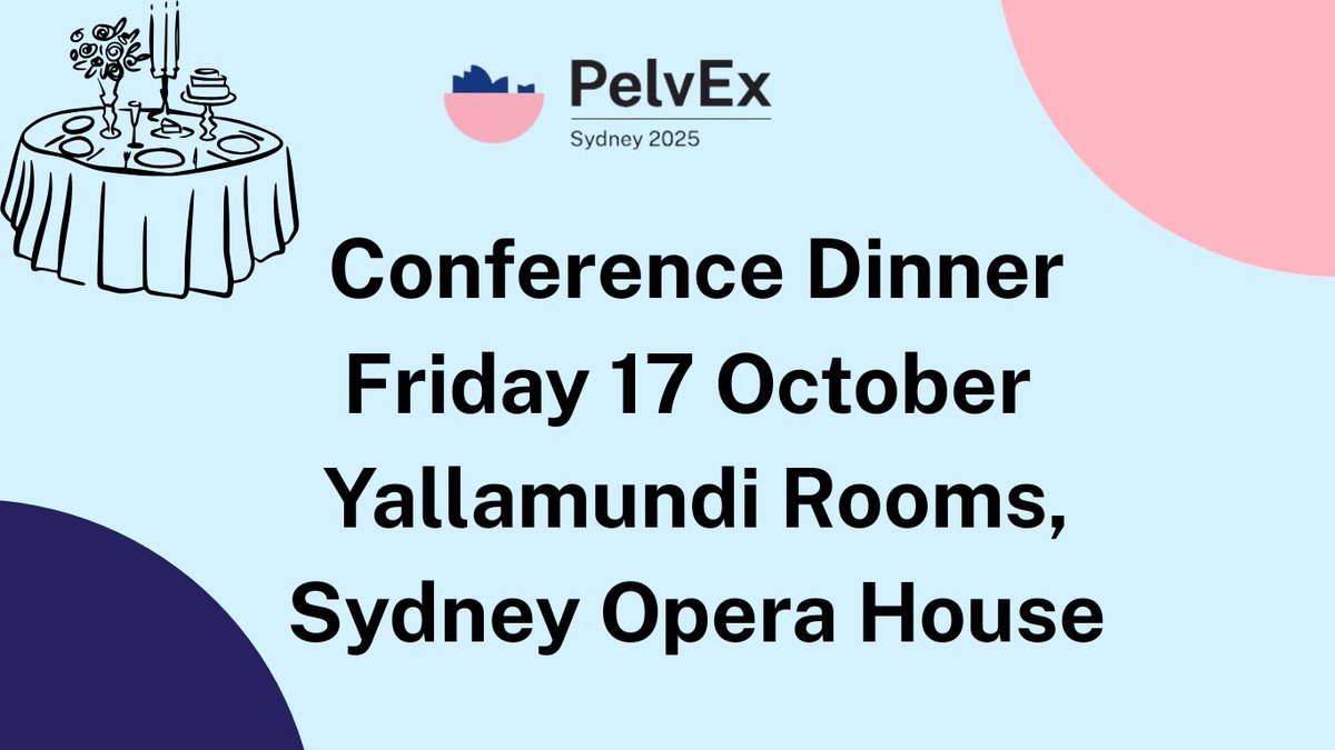 Join us for an unforgettable evening of networking at the PelvEx Conference Dinner!
 
📅 Friday, 17 October 2025 
📍    Yallamundi Rooms, Sydney Opera House
👥 All PelvEx Sydney 2025 attendees and speakers are invited

Register now: pelvexsydney2025.org