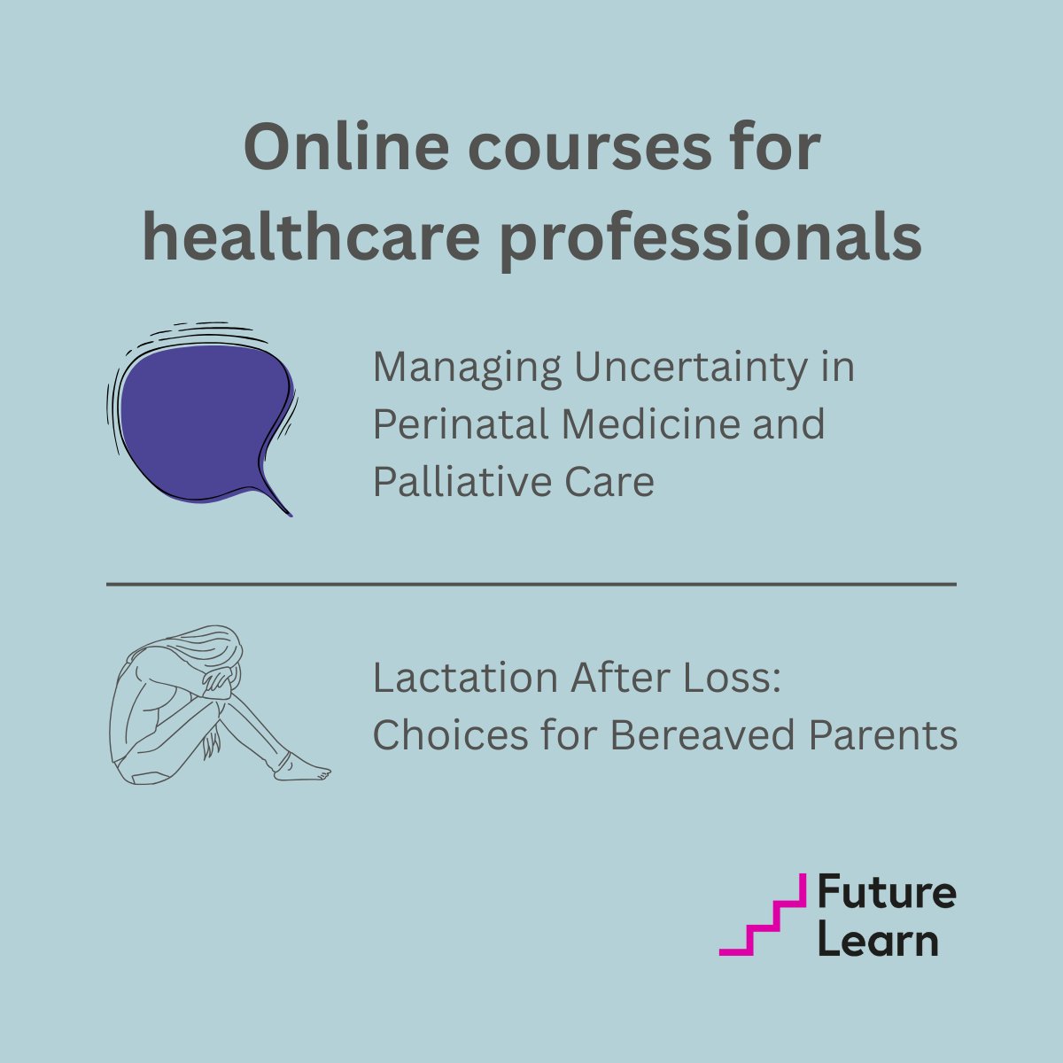 ESCNHstandards's tweet image. 🎓 Free CPD for HCPs:
💬 Managing Uncertainty in Perinatal Medicine 👉 futurelearn.com/courses/managi…
🍼 Lactation After Loss 👉 futurelearn.com/courses/lactat…
#NeonatalCare #PerinatalLoss #HCPtraining