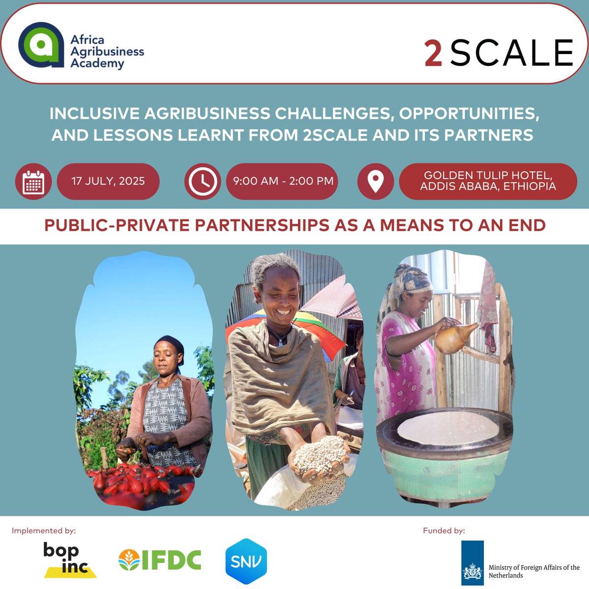 SCALE_2's tweet photo. 🎉 It’s happening today!
How do we make agribusiness truly inclusive for farmers, women & youth?
Join us for real stories, bold lessons & proven solutions from #2SCALE in 🇪🇹 #Ethiopia.
▶️ Watch live here: https://t.co/xOU8Eq7FkK
#2SCALEImpact
@Bopinc @IFDCGlobal @SNVworld https://t.co/rc8lFllXMQ