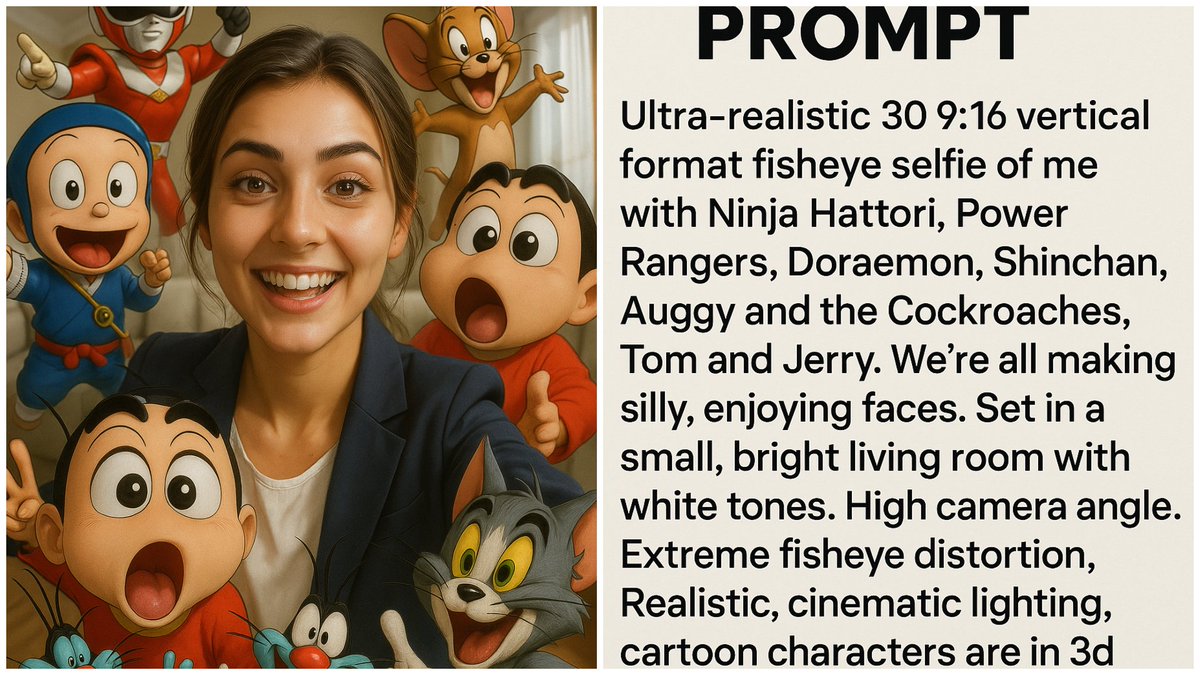 Ella_Watson16's tweet photo. As a prompt engineer, I love seeing what magic a few lines of text can conjure. 

This epic selfie with an all-star cartoon crew was made with just ONE ChatGPT prompt! 👇

#PromptEngineering #AICreativity #ChatGPT #ImageGeneration #AIArt #DigitalDreams https://t.co/Czie7ReDZP