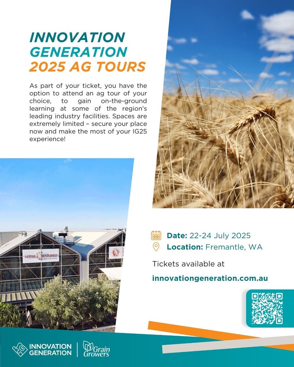 Want to learn about all things brewing along with the Little Creatures story? Or perhaps dive into InterGrain, a plant breeding company, providing market-leading wheat, barley and oat varieties for Australian grain growers.

Register for your tour now! bit.ly/4lvnw5n