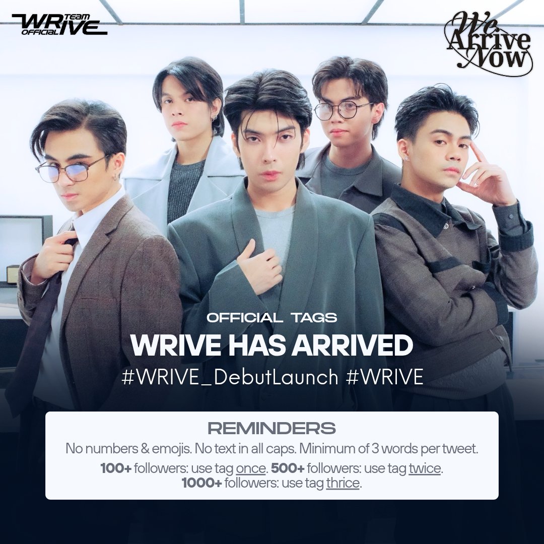 THE TIME HAS FINALLY COME.

We are now hours away from WRIVE's most awaited debut. Come join us as we celebrate this huge milestone by using our tags for today.

Ngayon pa lang, congratulations, WRIVE!

WRIVE HAS ARRIVED
#WRIVE_DebutLaunch #WRIVE
<a href="/ABSCBN/">ABS-CBN Entertainment</a> <a href="/direklauren/">Direk Lauren</a>
